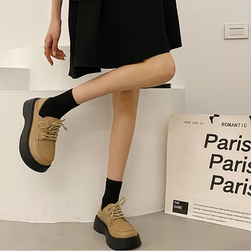 皮鞋女英伦风2024春季新款厚底单鞋女学生厚底乐福鞋小个子女鞋子
