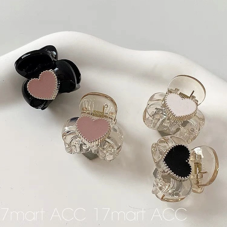 2022韩国发饰可爱桃心发夹抓夹小号碎发整理发抓透明编发夹子