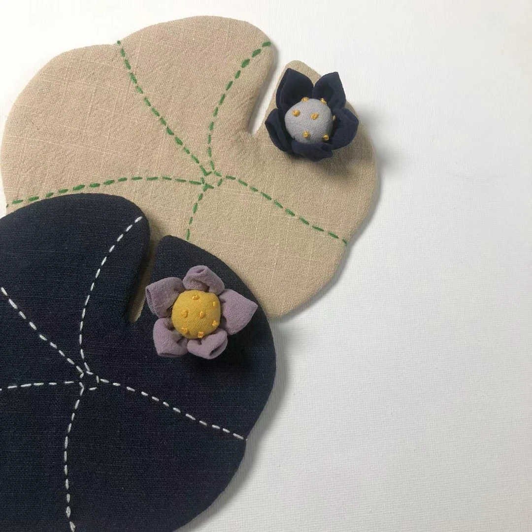 新人秋冬新款 荷花手绣壶垫 茶杯垫 彧红手作