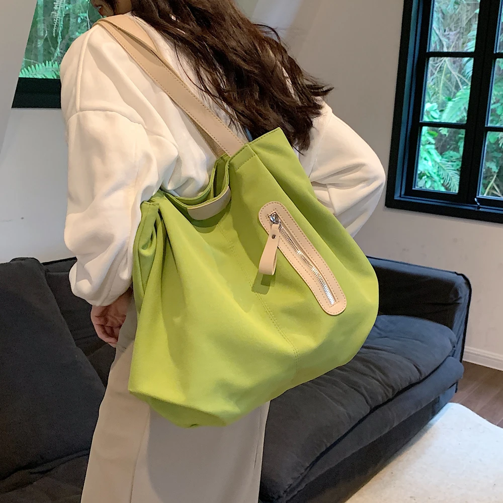 休闲通勤大容量包包新款女包洋气百搭帆布单肩包大学生托特包M1