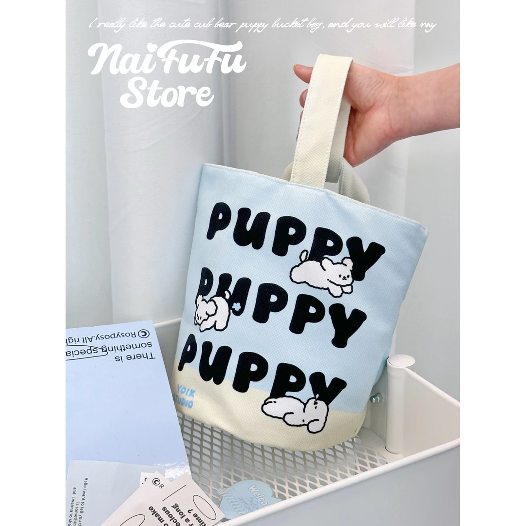 便携手提帆布水桶包女夏天高颜值手拎便当包宝妈外出小巧手提包袋