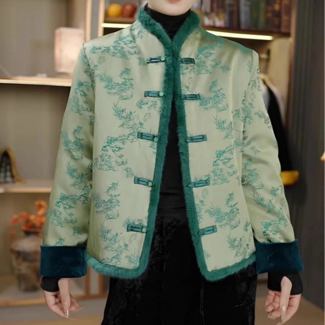 毛毛~冬款夹棉新款气质百搭新中式上衣