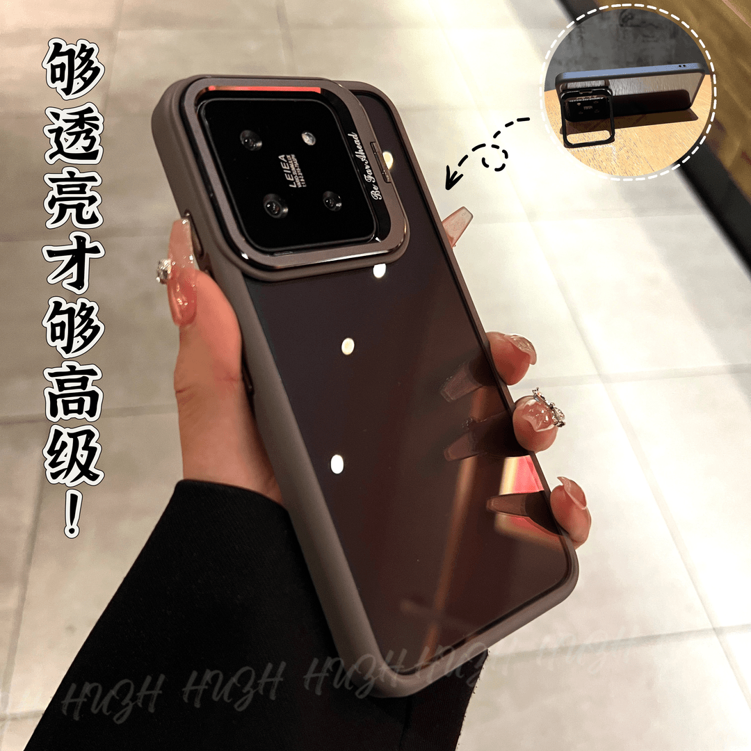 适用小米14个性透明背板高颜值14pro隐藏镜头支架简约百搭手机壳