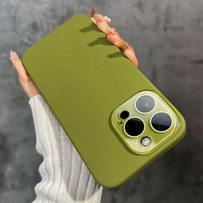 简约液态苹果15手机壳肤感纯色iPhone14promax硅胶13pro/12网红女