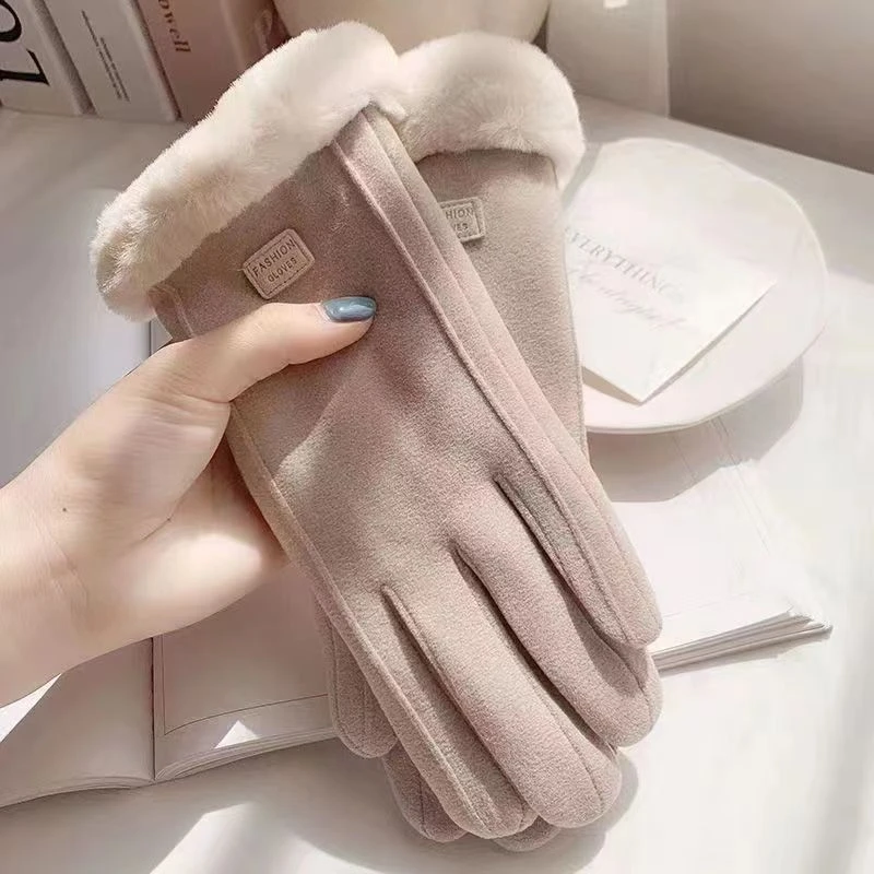 手套冬天女加绒加厚保暖可爱女士电动车防寒骑车防风触屏冬季yw