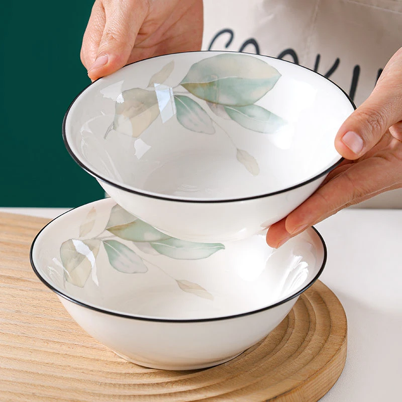 面碗斗笠碗家用陶瓷中式加厚ins防烫高颜值网红简约创意大碗yw