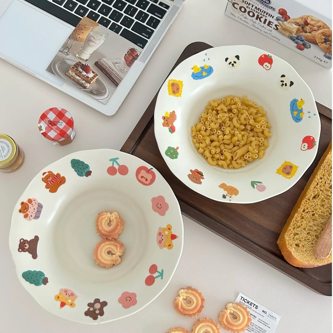 哑光卡通意面盘汤盘陶瓷餐具（意面盘、水果、汤类食物都可）