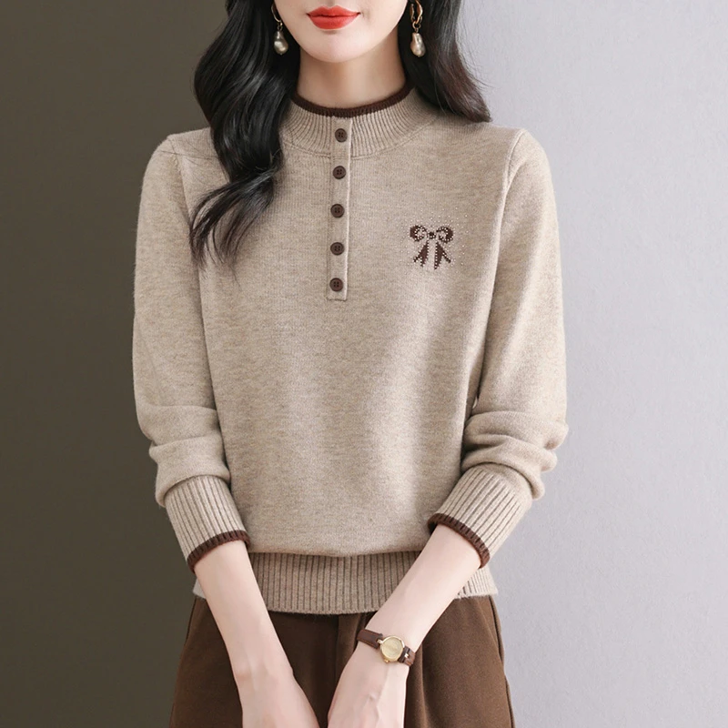 羊毛衫女士半高领打底衫秋冬加厚内搭洋气妈妈气质针织衫时尚显瘦