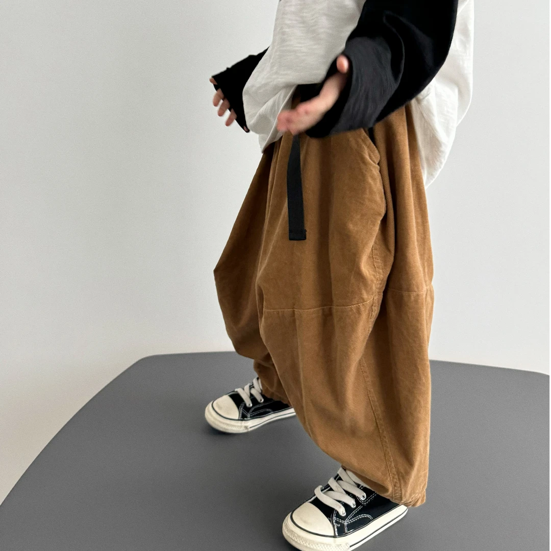 miniwhy亲子童装 | 轻盈软乎焦糖色匹马棉细灯芯绒气球裤"24秋冬