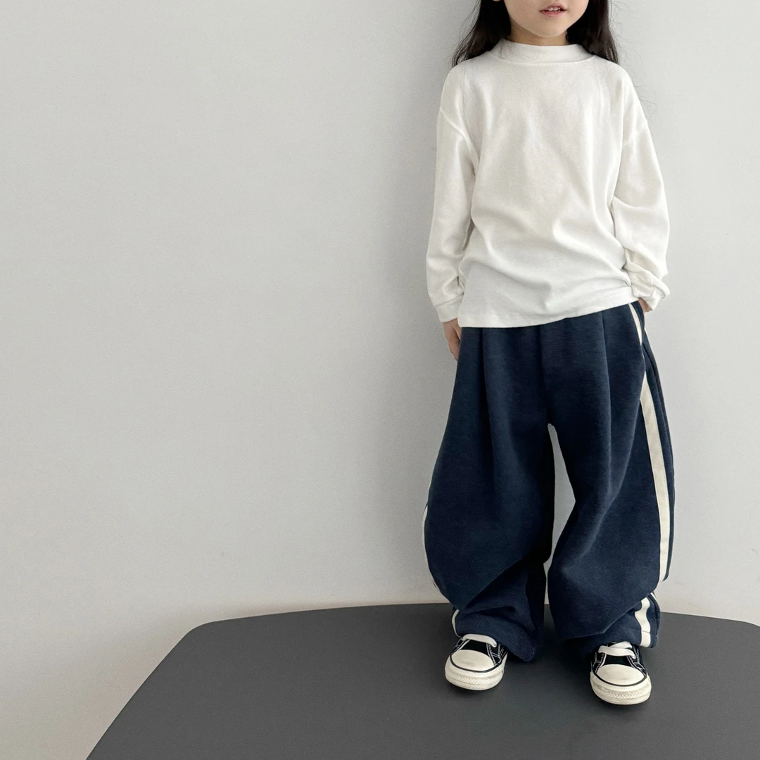 miniwhy亲子童装 | 厚又软!糯软侧边条纹校服式直筒运动裤25秋冬