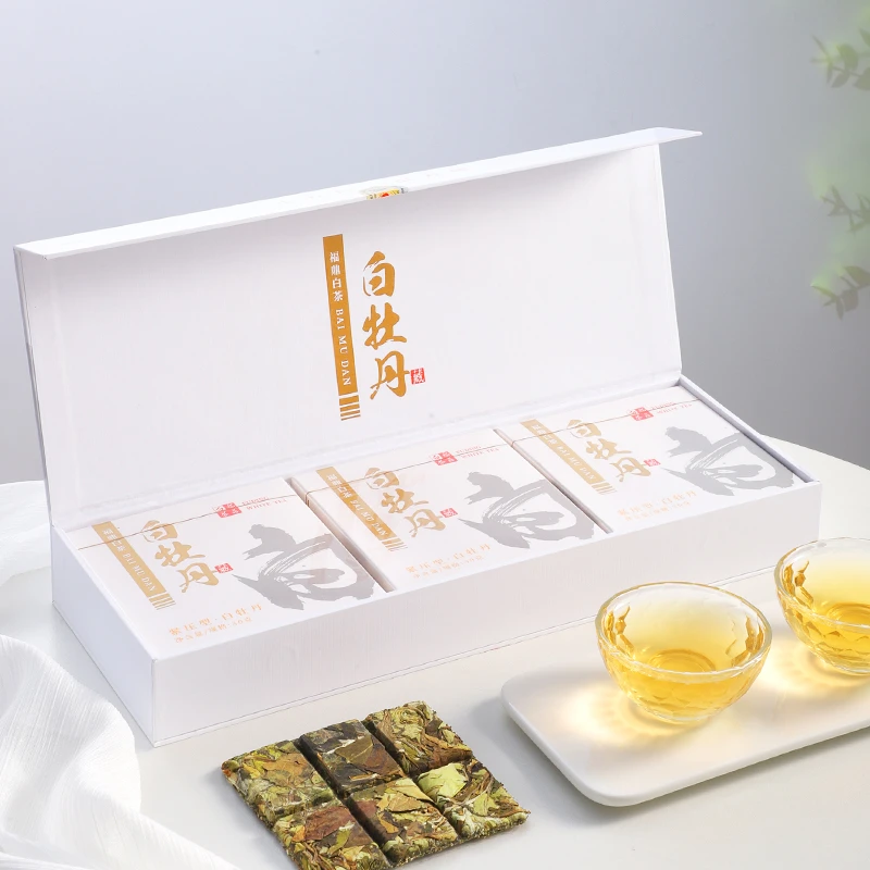 福鼎白茶2019白牡丹茶叶紧压型白茶礼盒装1条6小盒36小片共180克