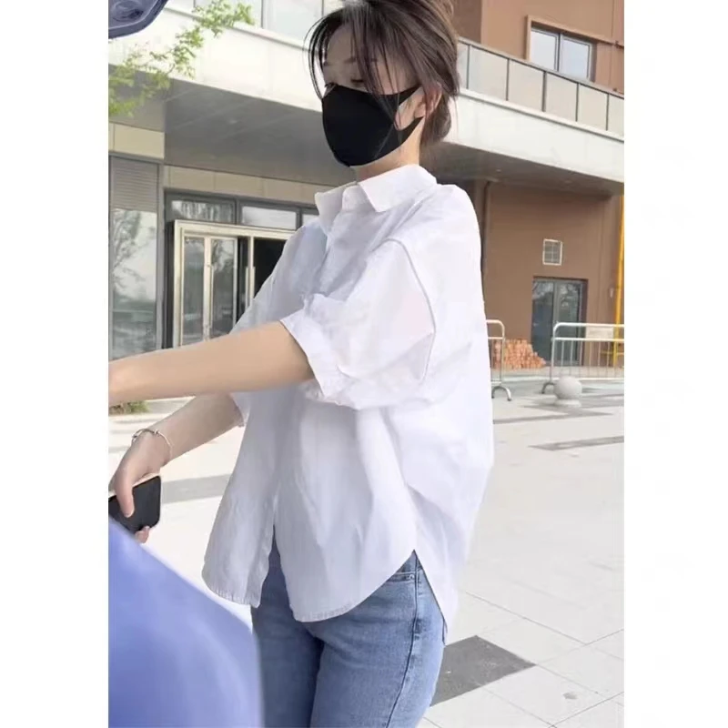 宽松遮肚子短袖轻奢洋气大码夏季高级衬衣微胖时尚2025衬衫高端