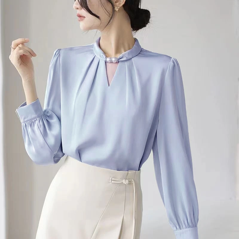 洋气衬衫长袖外穿高档新款衬衣白色宽松减龄女上衣雪纺2025