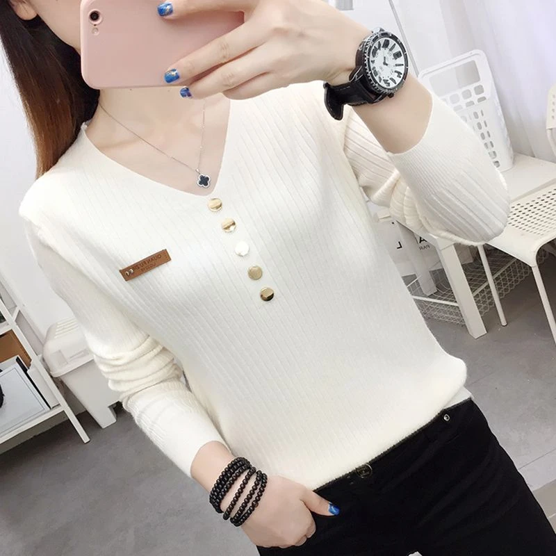软糯风毛衣针织衫打底衫女2025秋季女装新款v领内搭长袖上衣百搭