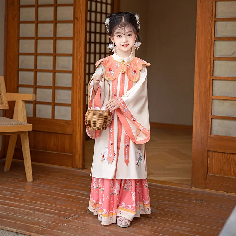 中学生汉服12至16岁儿童汉服女童明制汉服三件套中国风儿童古装