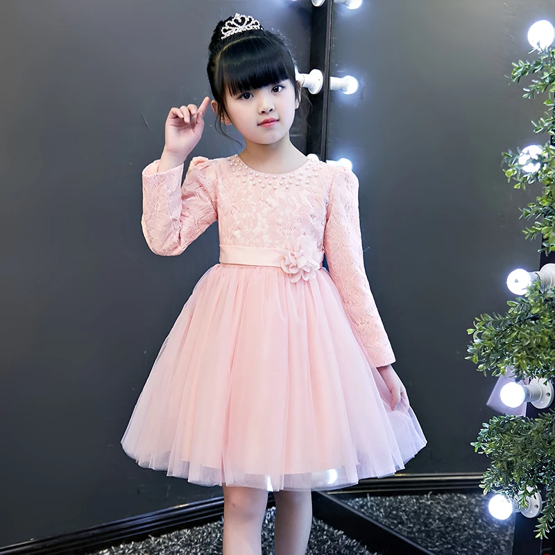 儿童公主裙女童春装加绒超洋气连衣裙冬裙新年裙红色秋冬