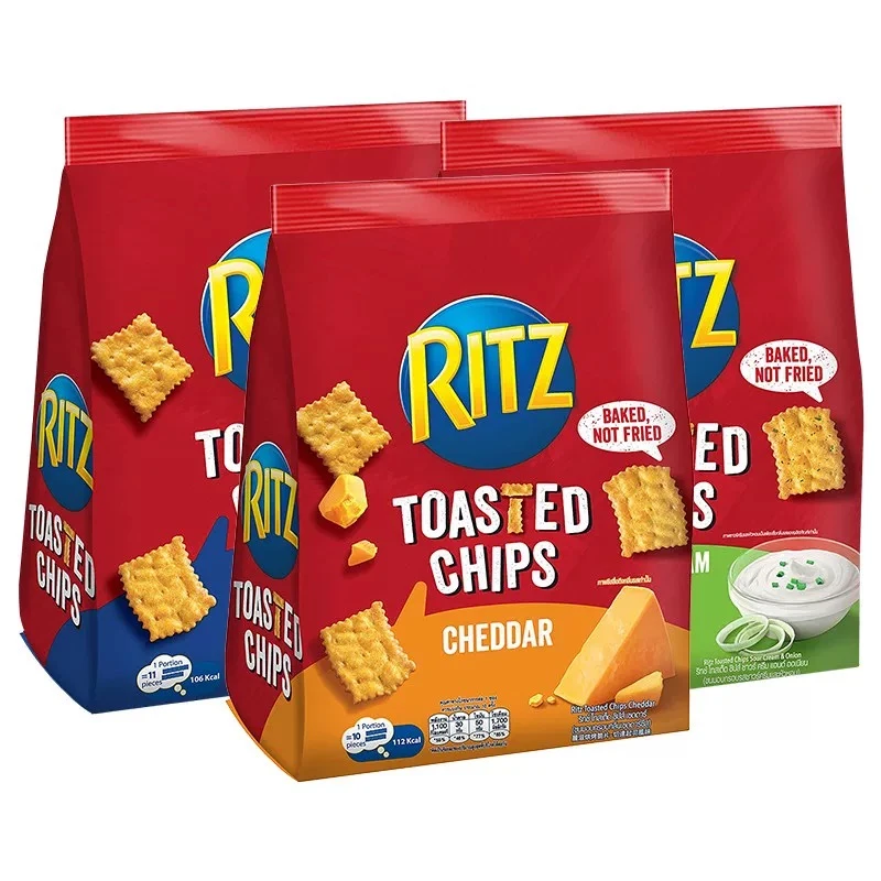 美国品牌 进口Ritz卡夫乐之脆片原味芝士洋葱味薄脆饼干网红小吃