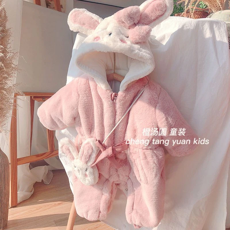 【云朵】婴儿连体衣冬装2023新款女宝宝爬服新生儿童外穿毛毛衣JC01