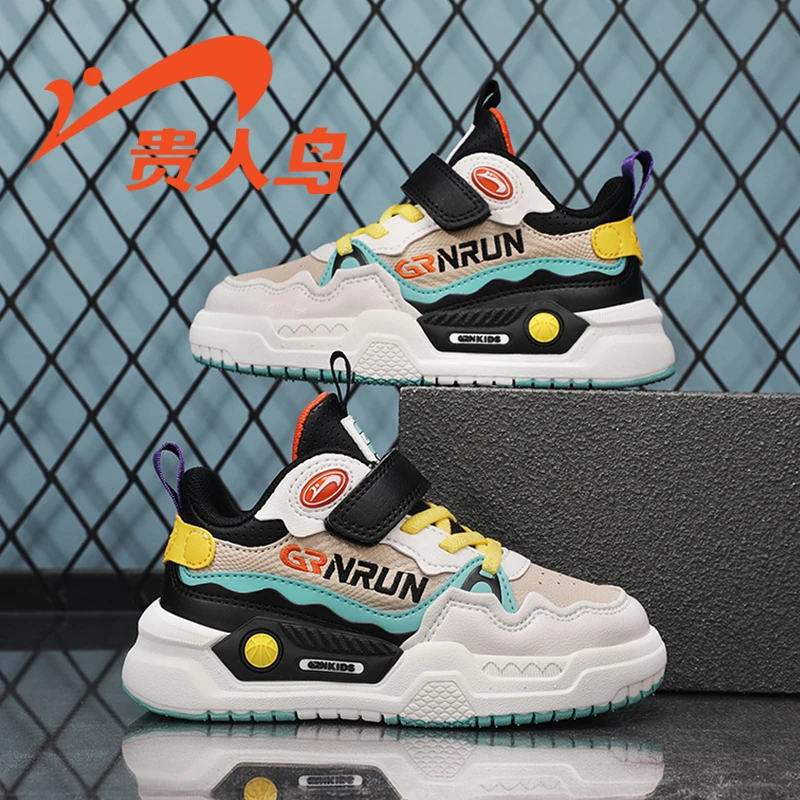 贵人鸟春秋透气潮鞋网面新款男女童鞋子皮面儿童鞋子中大童板鞋