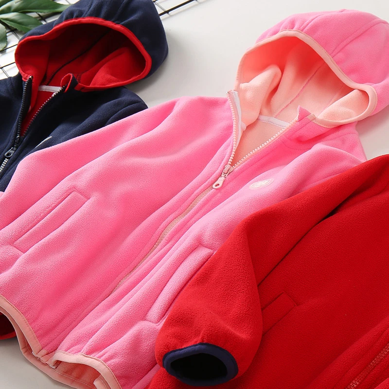 【断码清仓】S2036 儿童摇粒绒外套春秋连帽男女童中大童双面绒秋冬