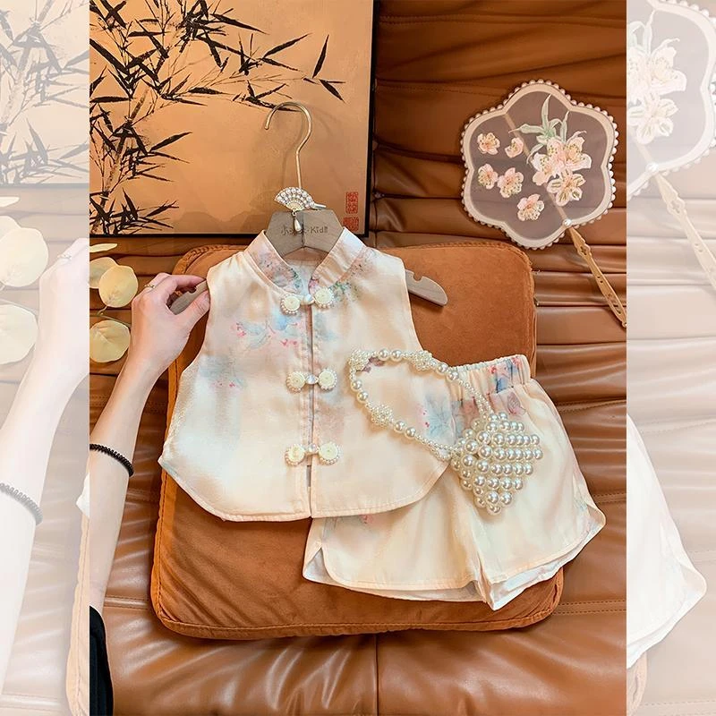 女童套装儿童国风短款夏装两件套宝宝2024新款中式衣服薄款夏套装