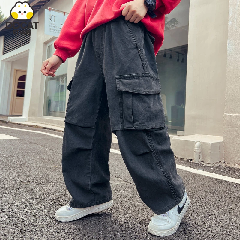 叮当猫男童休闲裤春秋装2024新款洋气中大童男孩韩版宽松工装长裤