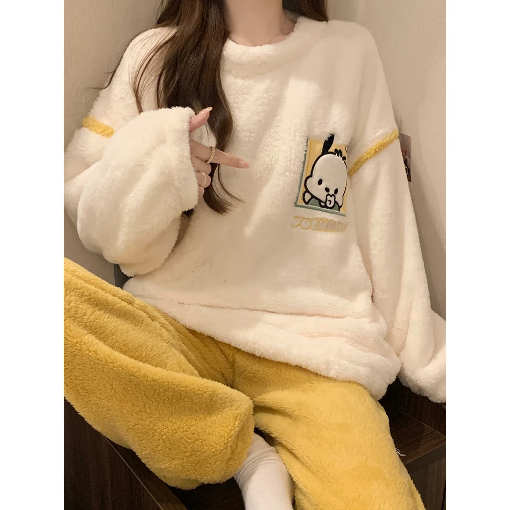 珊瑚绒睡衣女士秋冬季套装长袖加绒加厚保暖柔软舒适多巴胺家居服