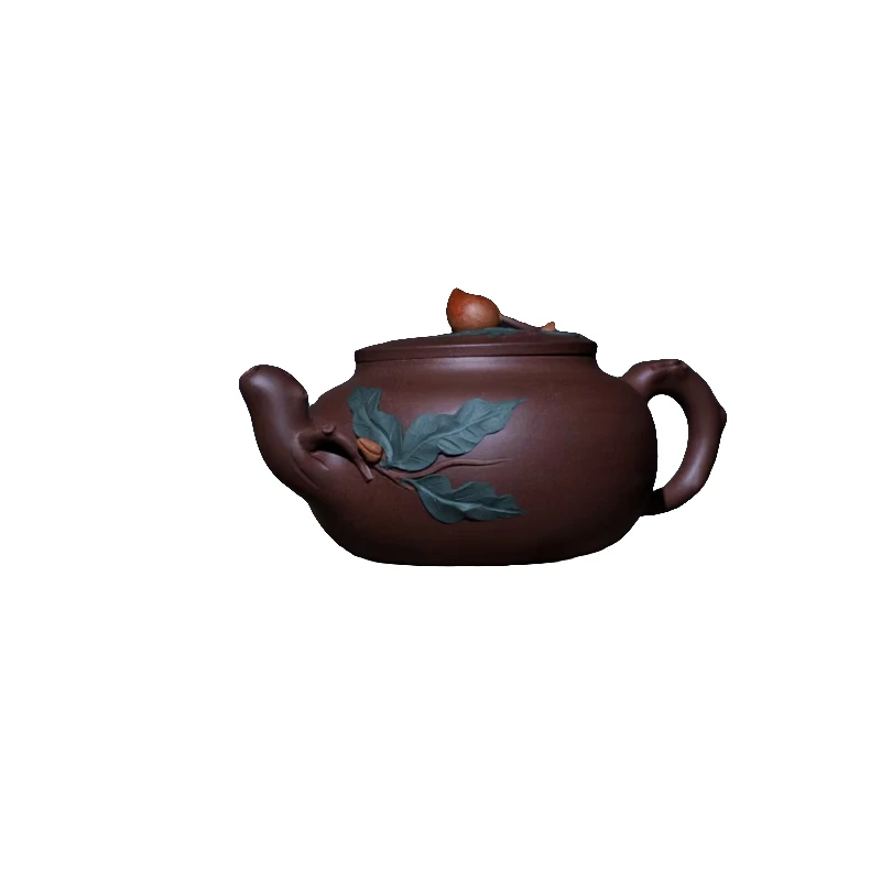 紫砂壶紫茄泥天青款式纯手工茶壶大容量全手工紫泥仙桃壶