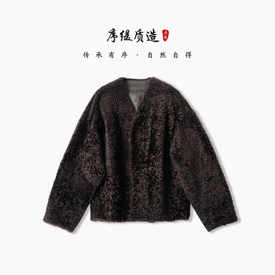 序缇红人上新国风新中式女装拉贡羊皮毛一体皮草外套H175-3671