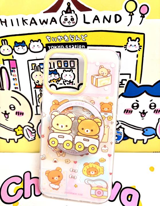 宝宝车轻松熊IMD双层少女心趣味INS风可爱磁吸款手机壳适用于苹果