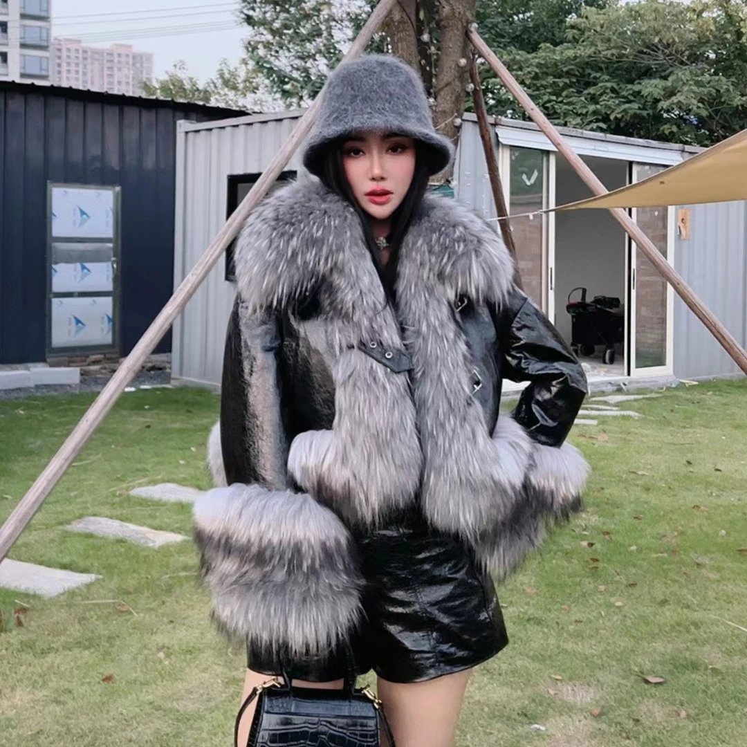 （女明星）设计师款整皮貉子毛羊皮皮草外套2380