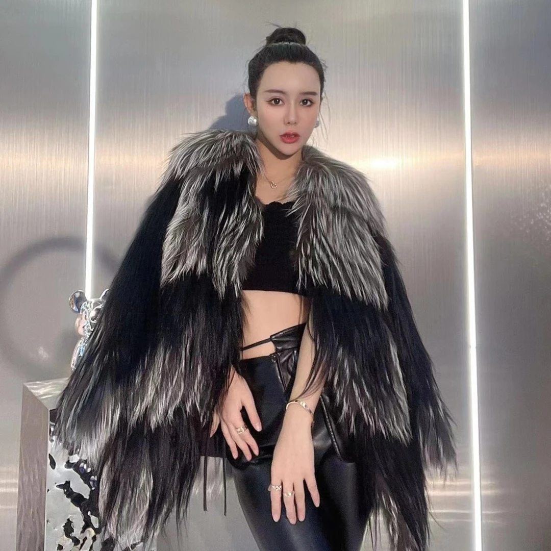 走秀款狐狸毛小羊皮山羊毛外套228163