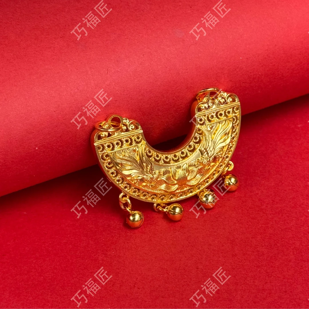 吊坠足银 凤凰锁吊坠 手工精美 复古传承中古素款