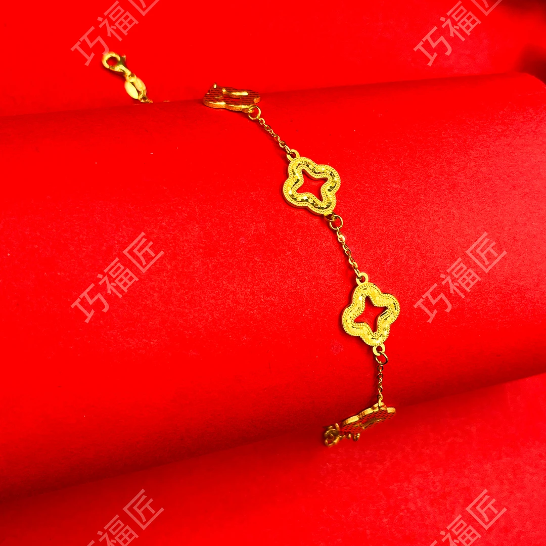 足银手链 十字花手链 气质百搭编织素款中古