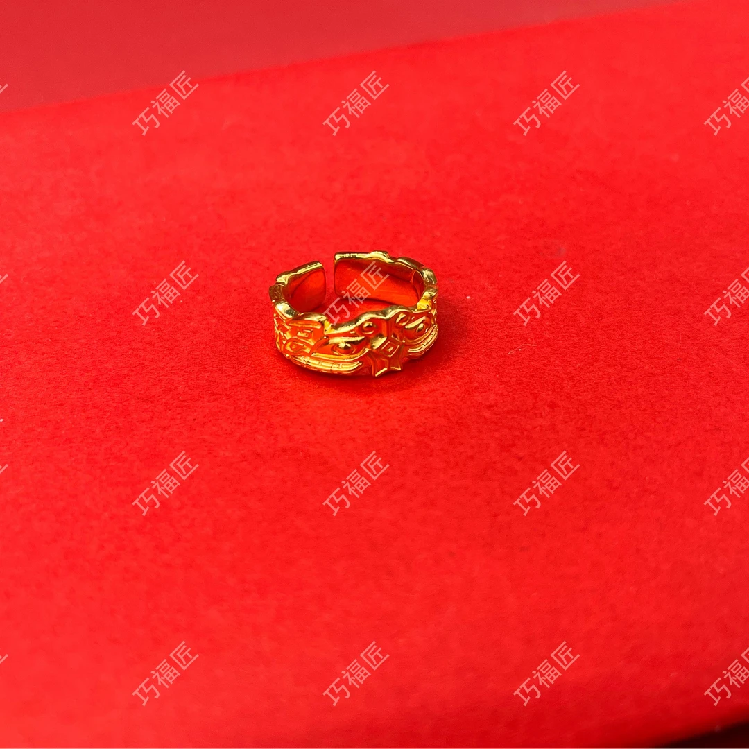 足银戒指 饕餮戒指 气质时尚百搭复古简约素款可调节