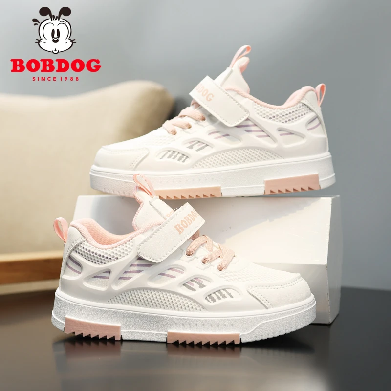 巴布豆女童鞋子春秋2024新款6-12岁中大童软底白色儿童运动休闲鞋