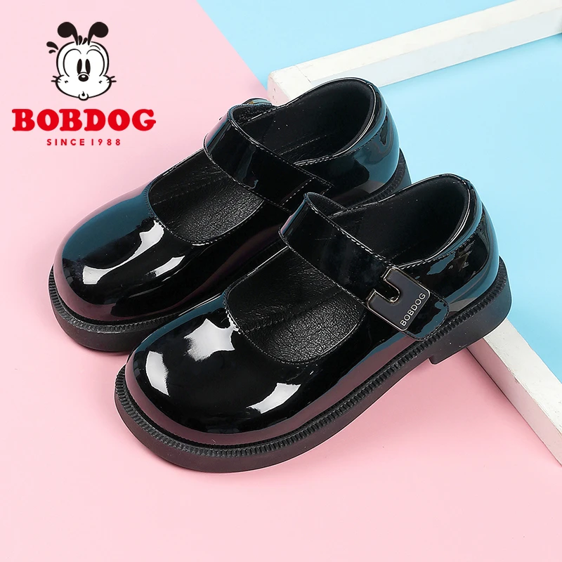 巴布豆童鞋女童小皮鞋2024春季新款校园演出鞋黑色公主鞋儿童鞋子