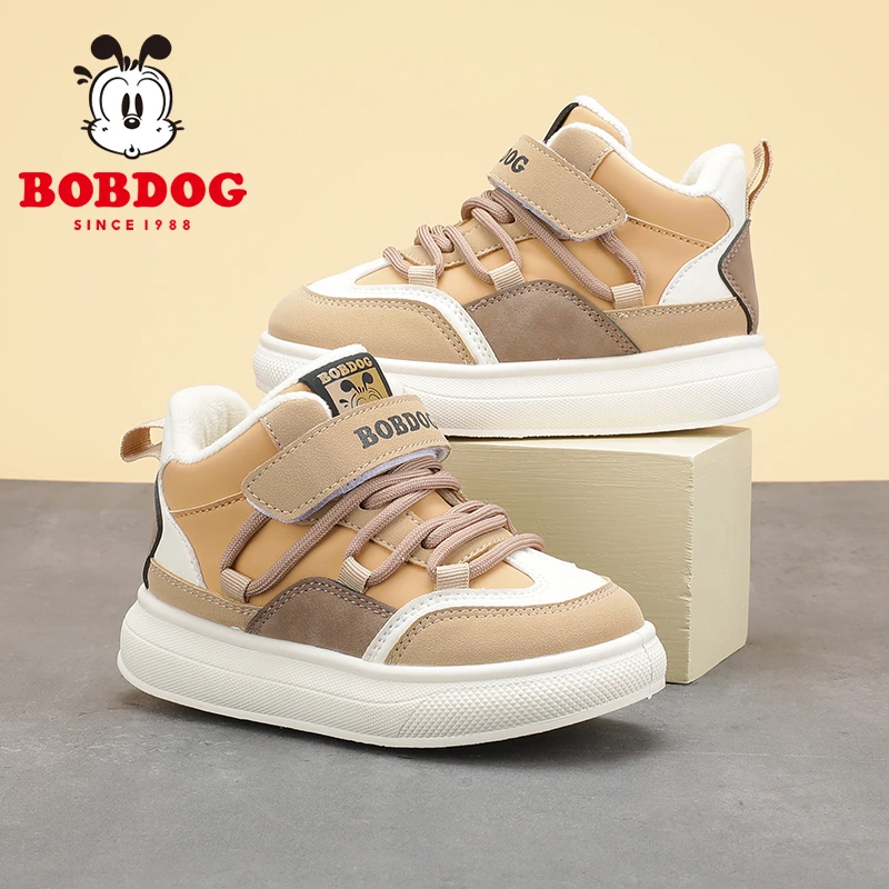 Bobdog/巴布豆男童板鞋冬季2023新款加绒鞋12-15岁潮款儿童二棉鞋