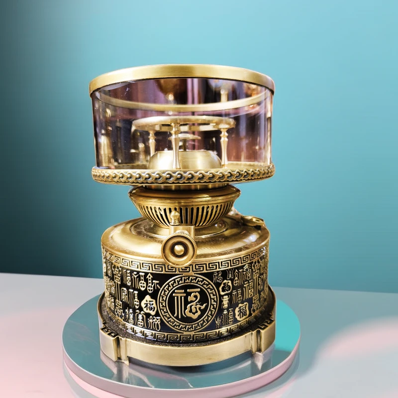 纯铜客厅旋转茶灯空气灯灯茶具茶灯茶炉精致家用古风玄关摆件轻奢