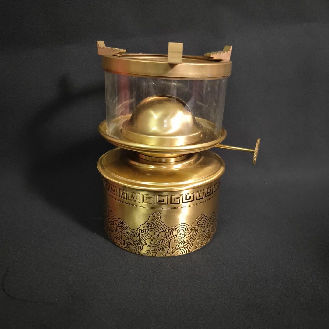 迷你直芯便携空气灯纯黄铜烧茶炉煮水器