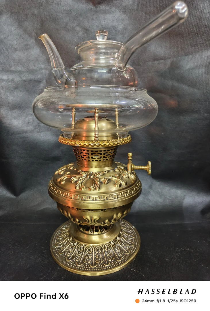 小花纹空气灯潮汕烧茶炉铜茶灯茶具