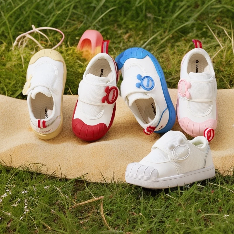 巴布豆四季款幼儿园室内鞋学步鞋软底防滑女男小童透气休闲小白鞋