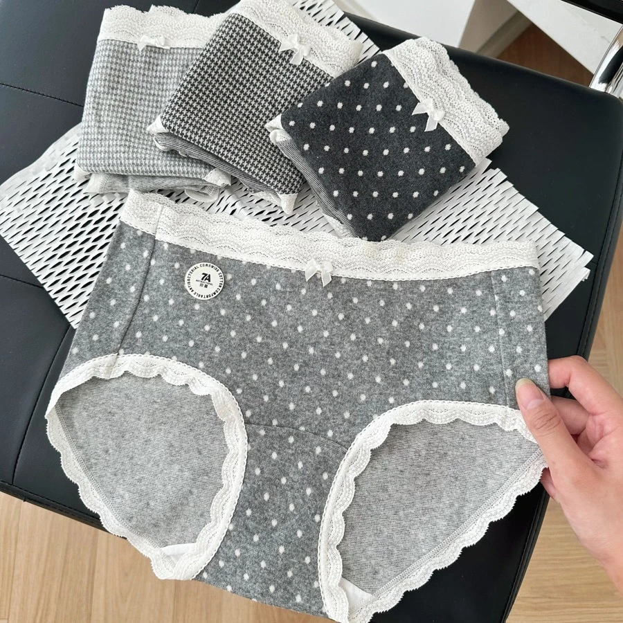 【裸感舒适蕾丝内裤】法式千鸟格蕾丝磨毛无痕三角内裤-9146