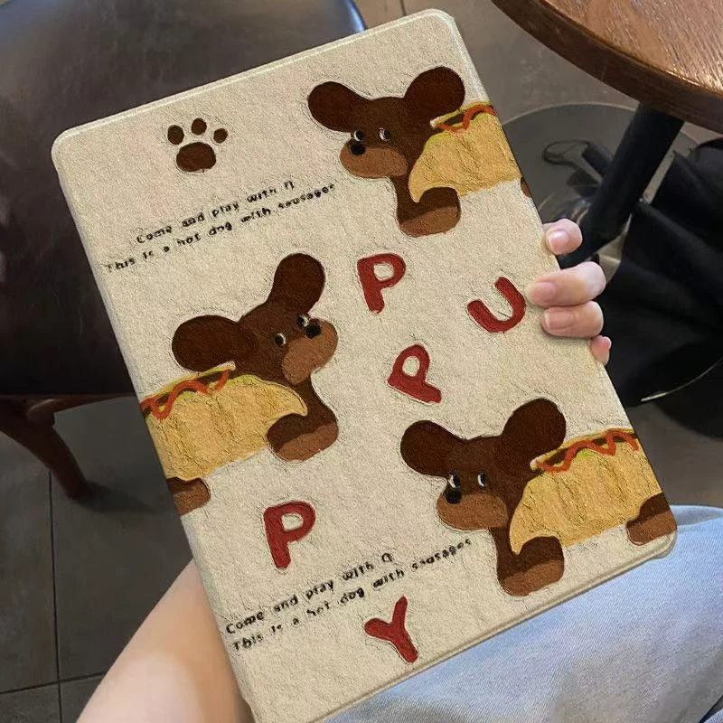 【彩绘书本支架】油画小狗适用步步高S5/X2平板A6/3/7保护套卡通壳