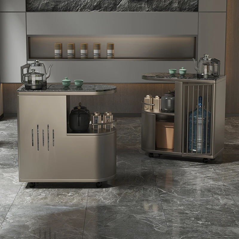 可移动小茶台办公家用小茶车边几茶水柜烧水壶一体式阳台小茶桌椅