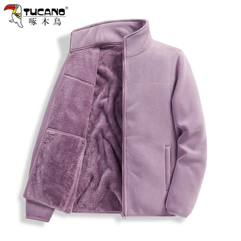 【官方正品】啄木鳥双面绒外套女秋冬2024新款加绒加厚保暖抓绒上衣