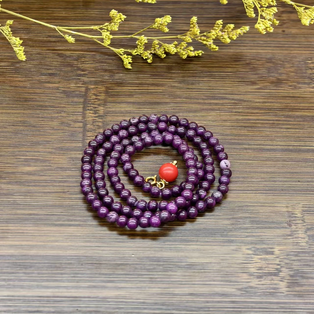 SJL紫圆珠多圈手链项链24-517