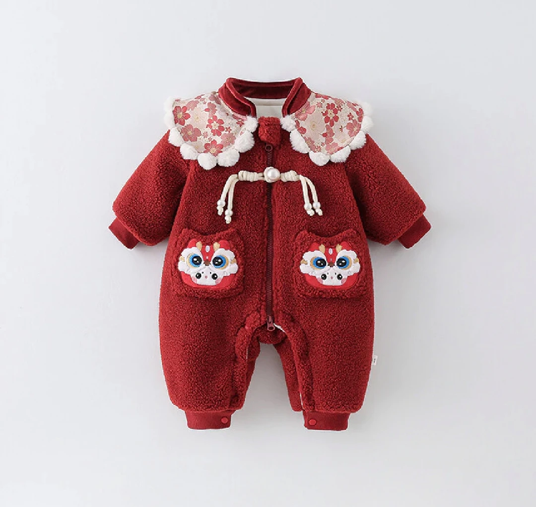 婴幼儿新年爬服连体哈衣吉祥如意可爱洋气