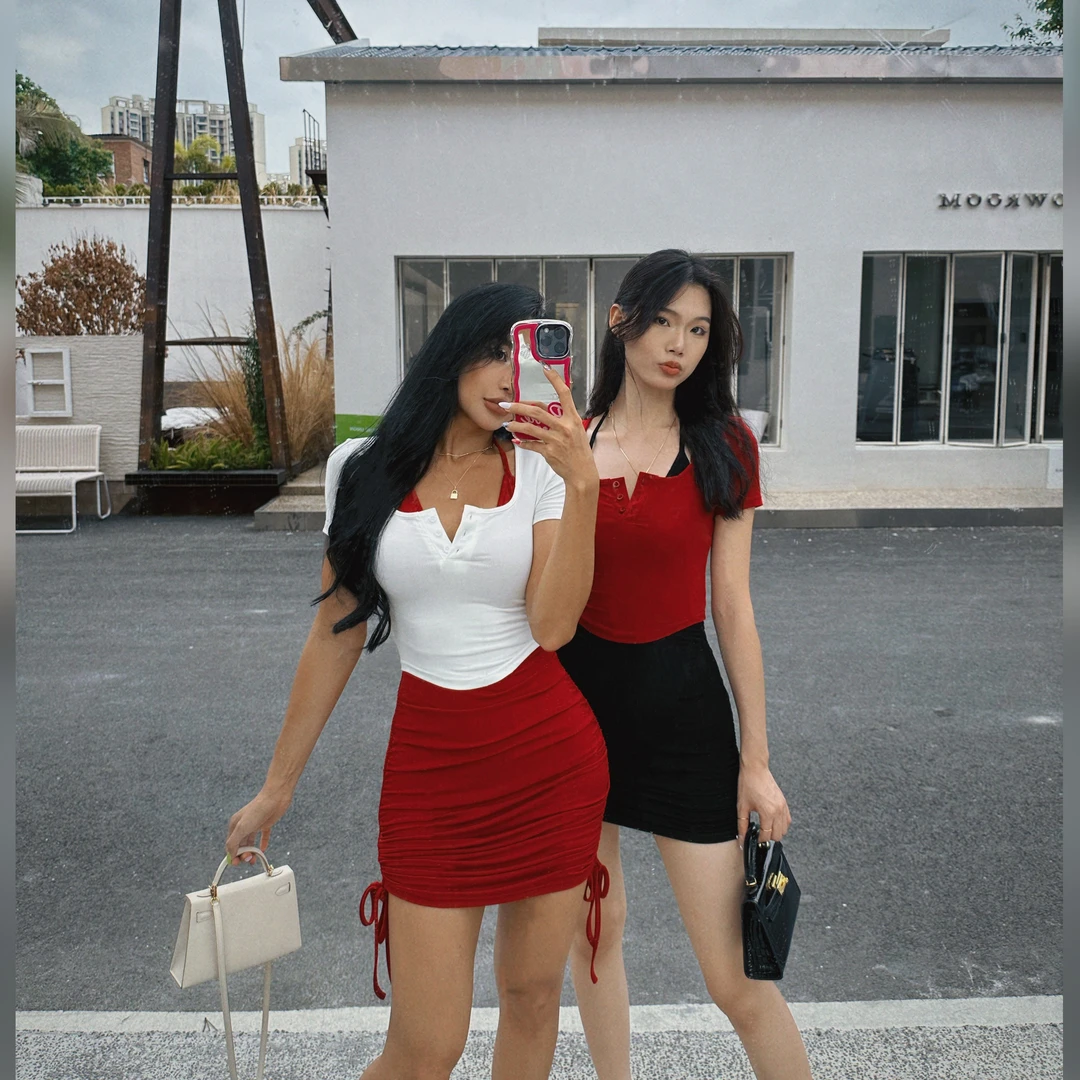 【蜜蜜家】摇摆伦巴 欧美辣妹纯欲甜辣修身包臀连衣裙 Z104/Y220