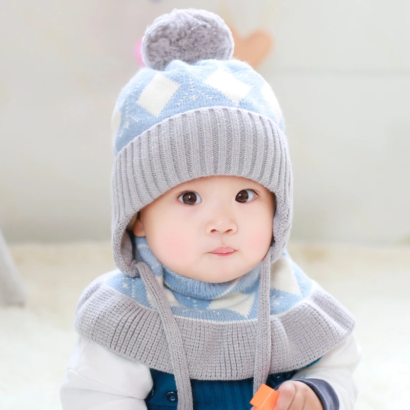 婴儿帽子秋冬季婴幼儿宝宝保暖加厚针织护耳帽男女儿童毛线帽冬天